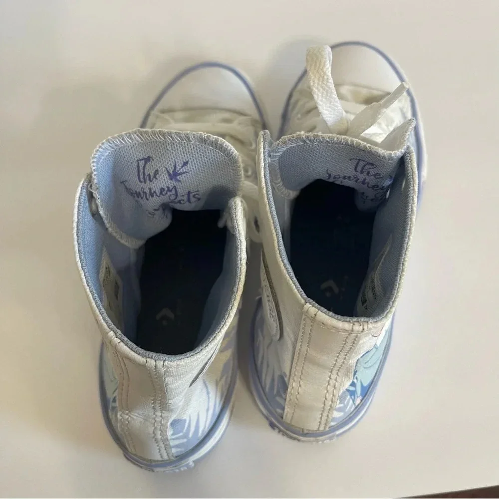Converse Girls Hi Top Frozen 2 Elsa White/Blue Heron/White Size 3 Juniors